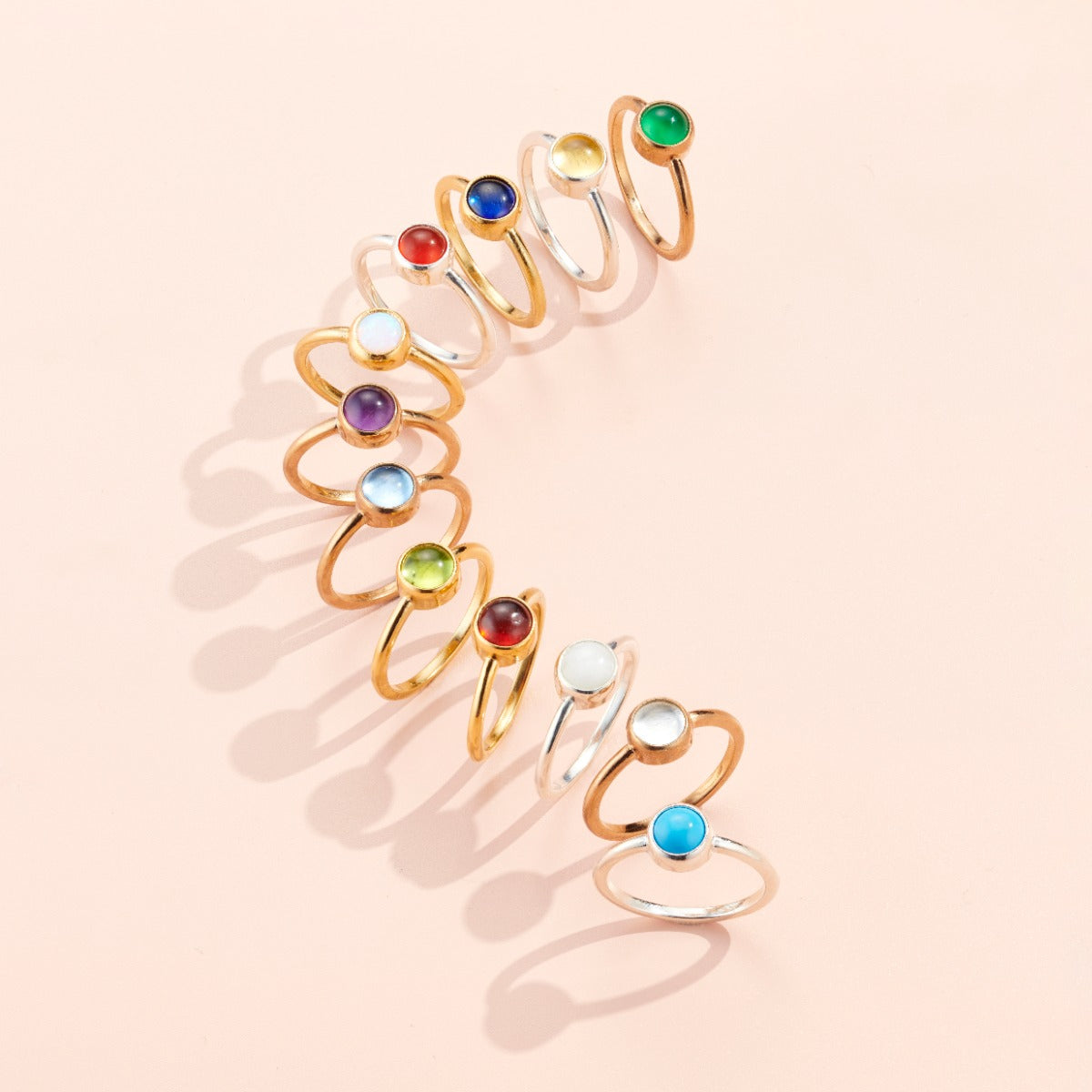 Birthstone Charm Stacker Ring