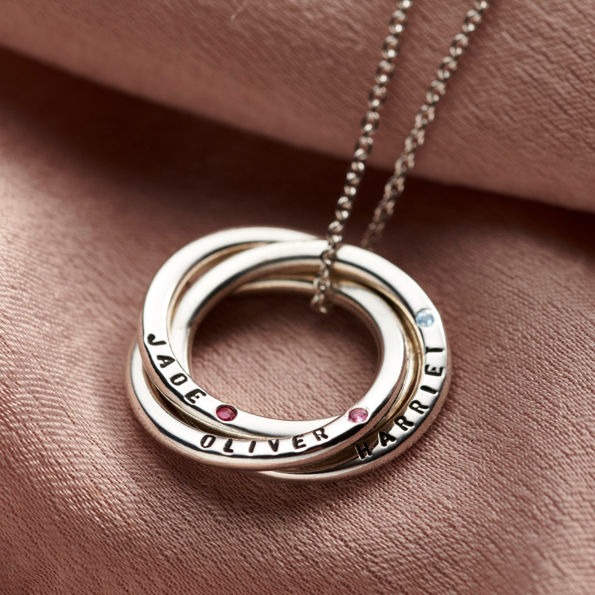 Personalised Birthstone Russian Ring Necklace