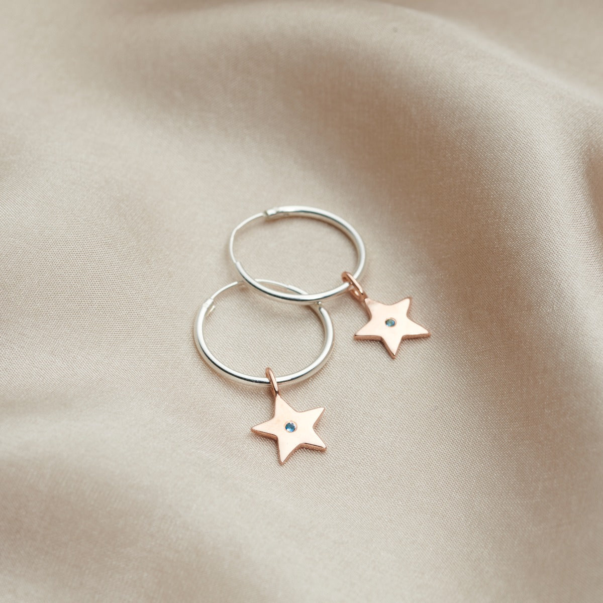 Birthstone Star Hoop Earrings