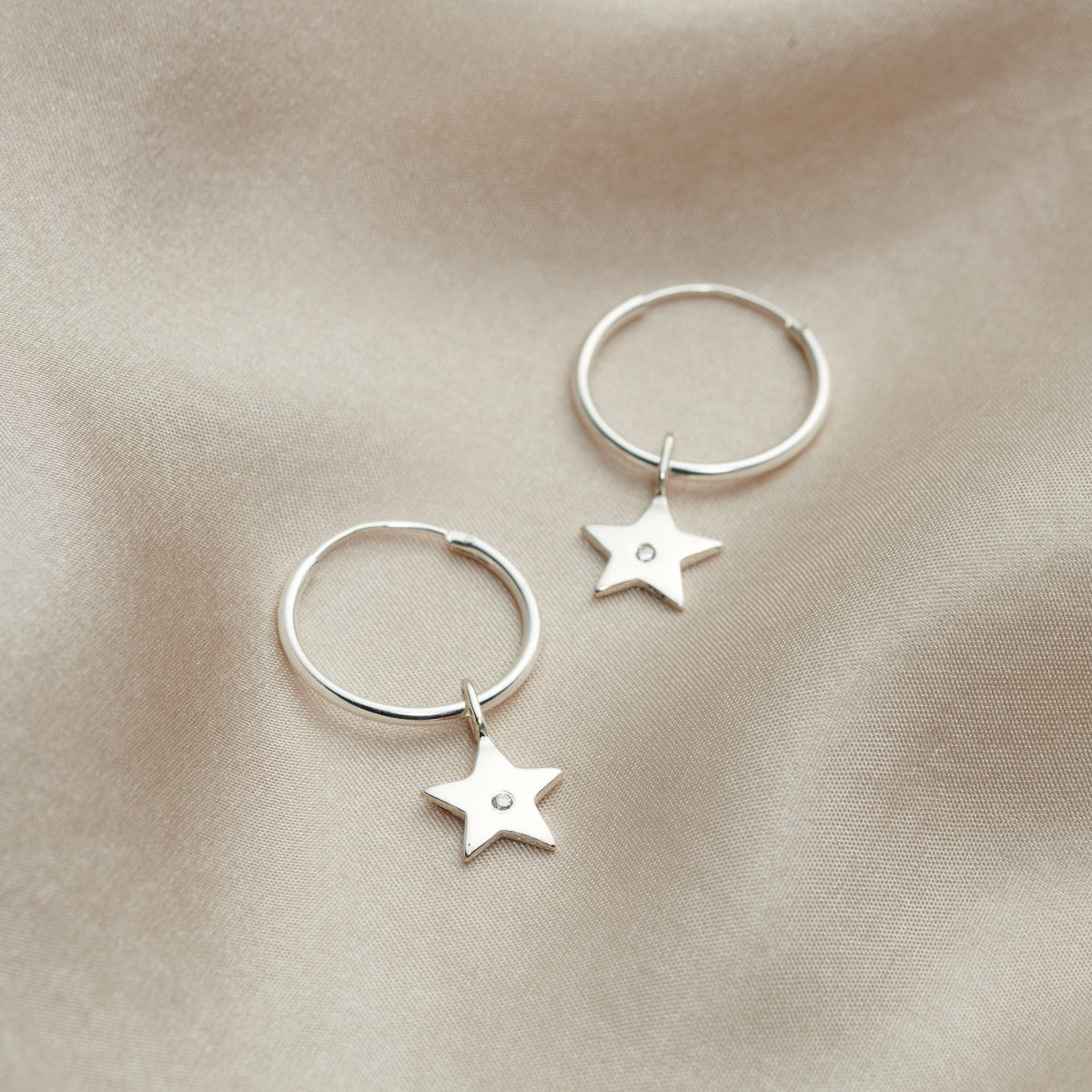 Birthstone Star Hoop Earrings