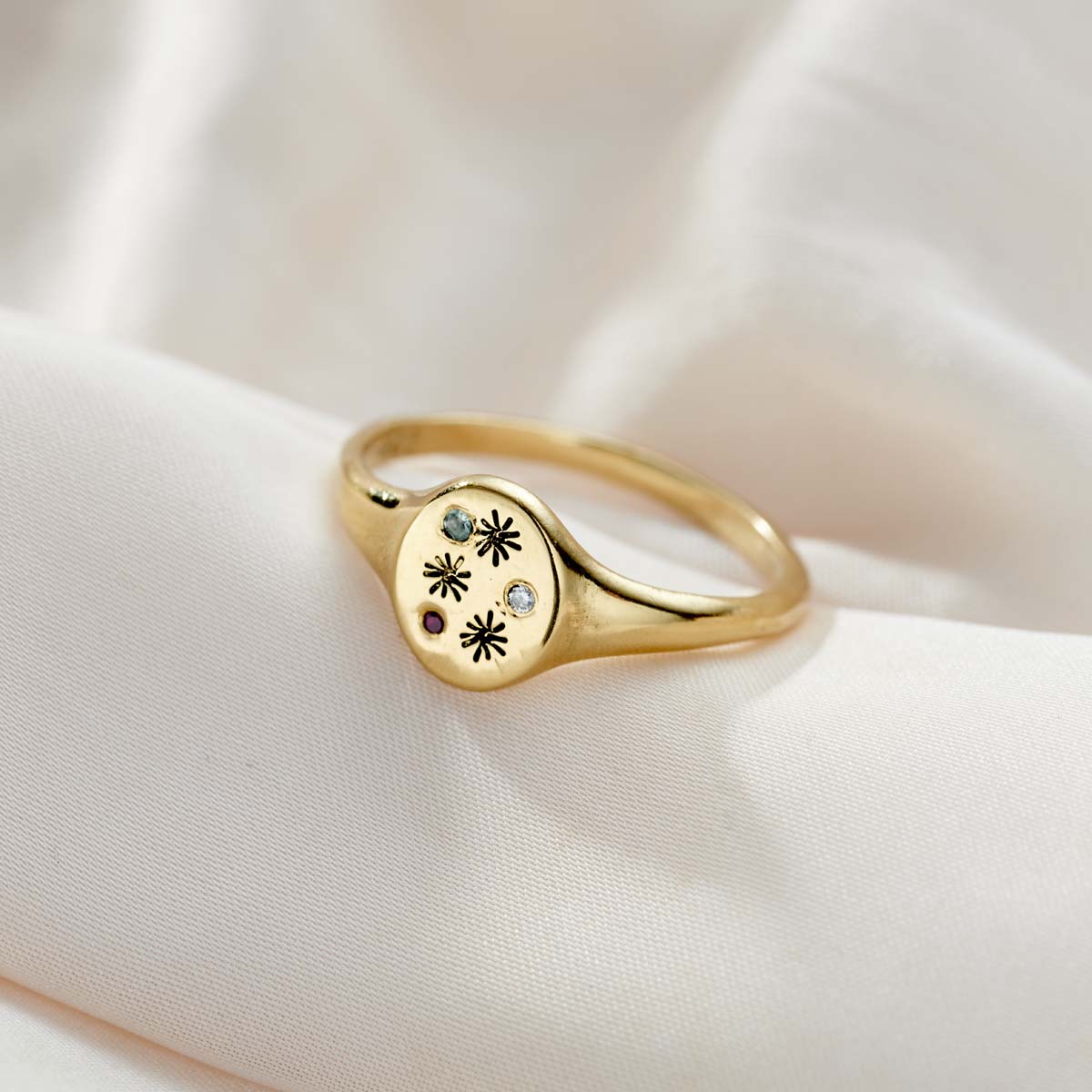 Love The Earth Oval Birthstone Signet Ring