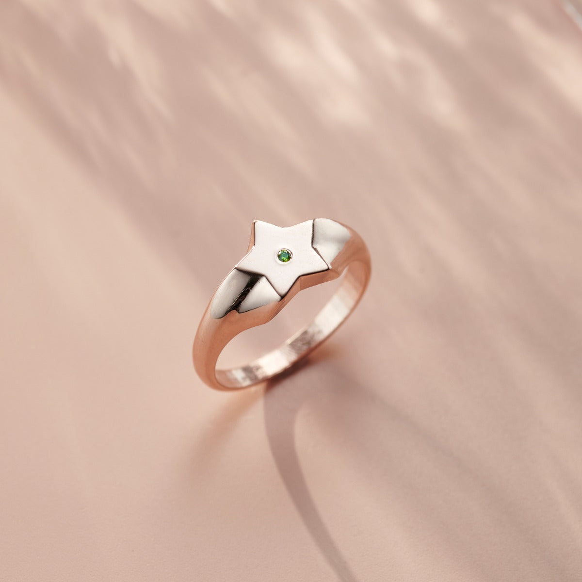 Initial Star Birthstone Signet Ring