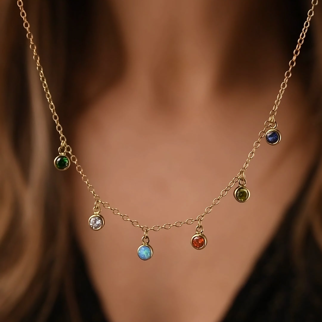 Birthstone Charm Station Necklace