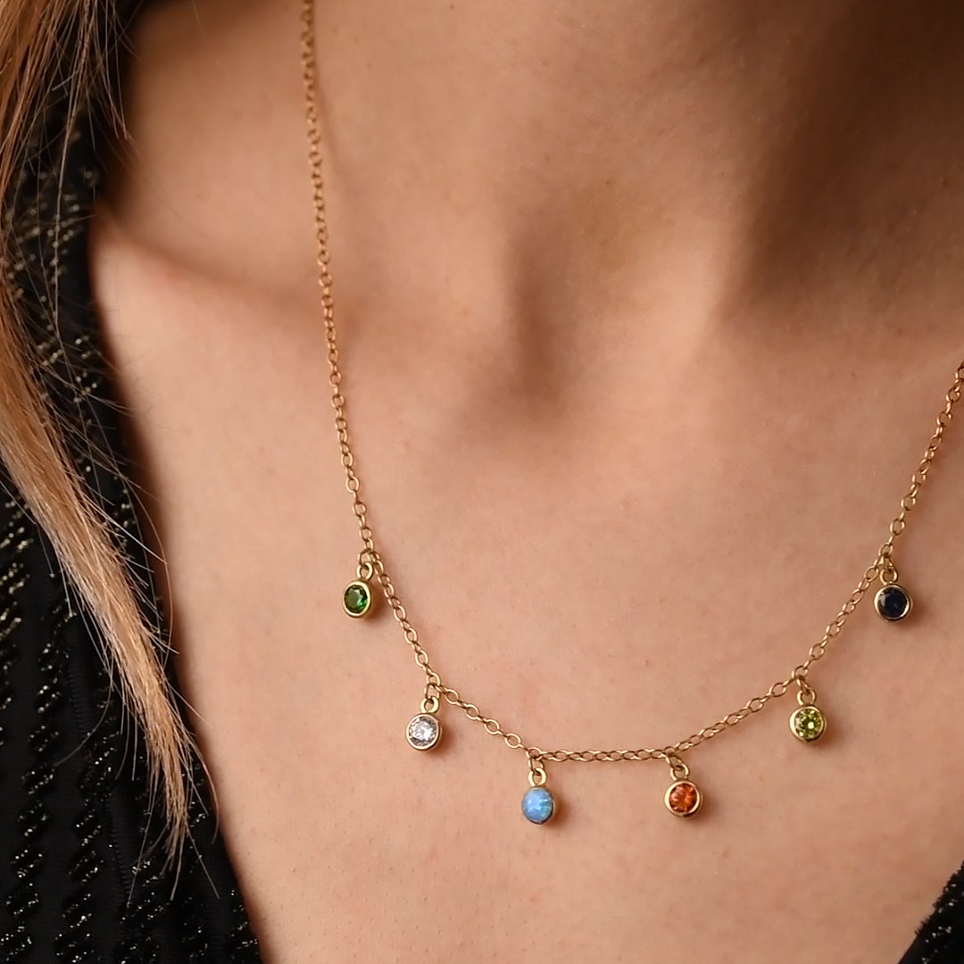 Birthstone Charm Station Necklace