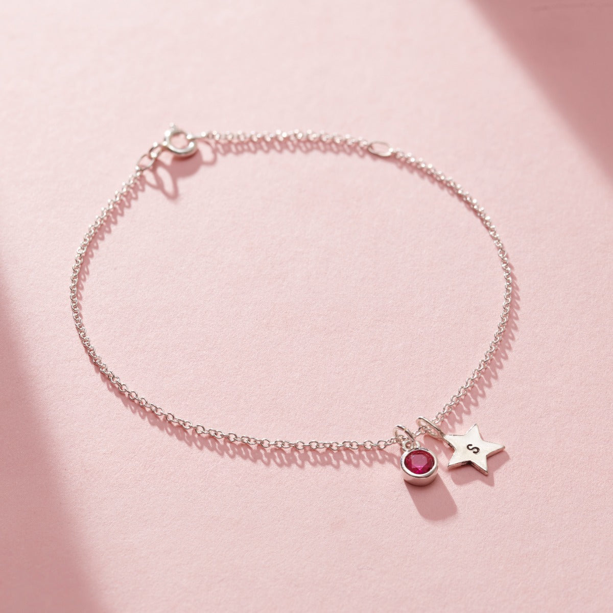 Birthstone & Initial Star Charm Bracelet