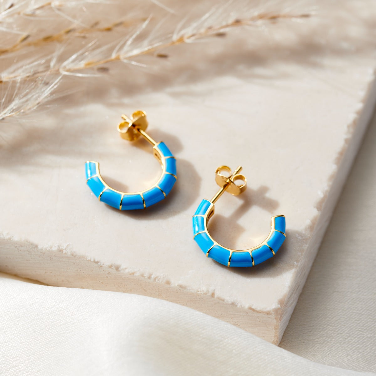 Enamel Open Hoop Earrings