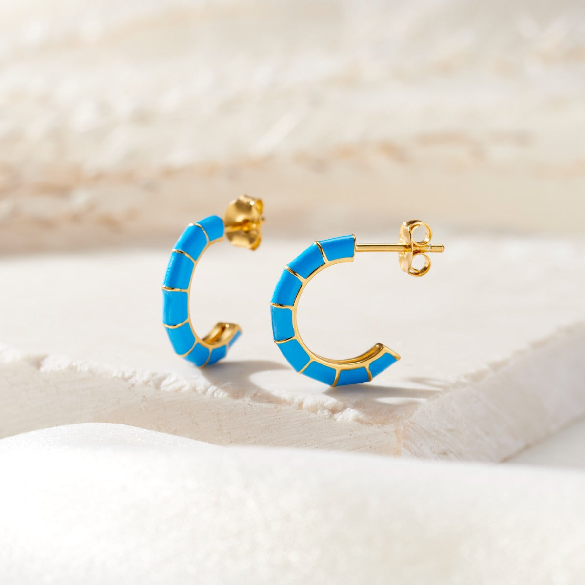 Enamel Open Hoop Earrings