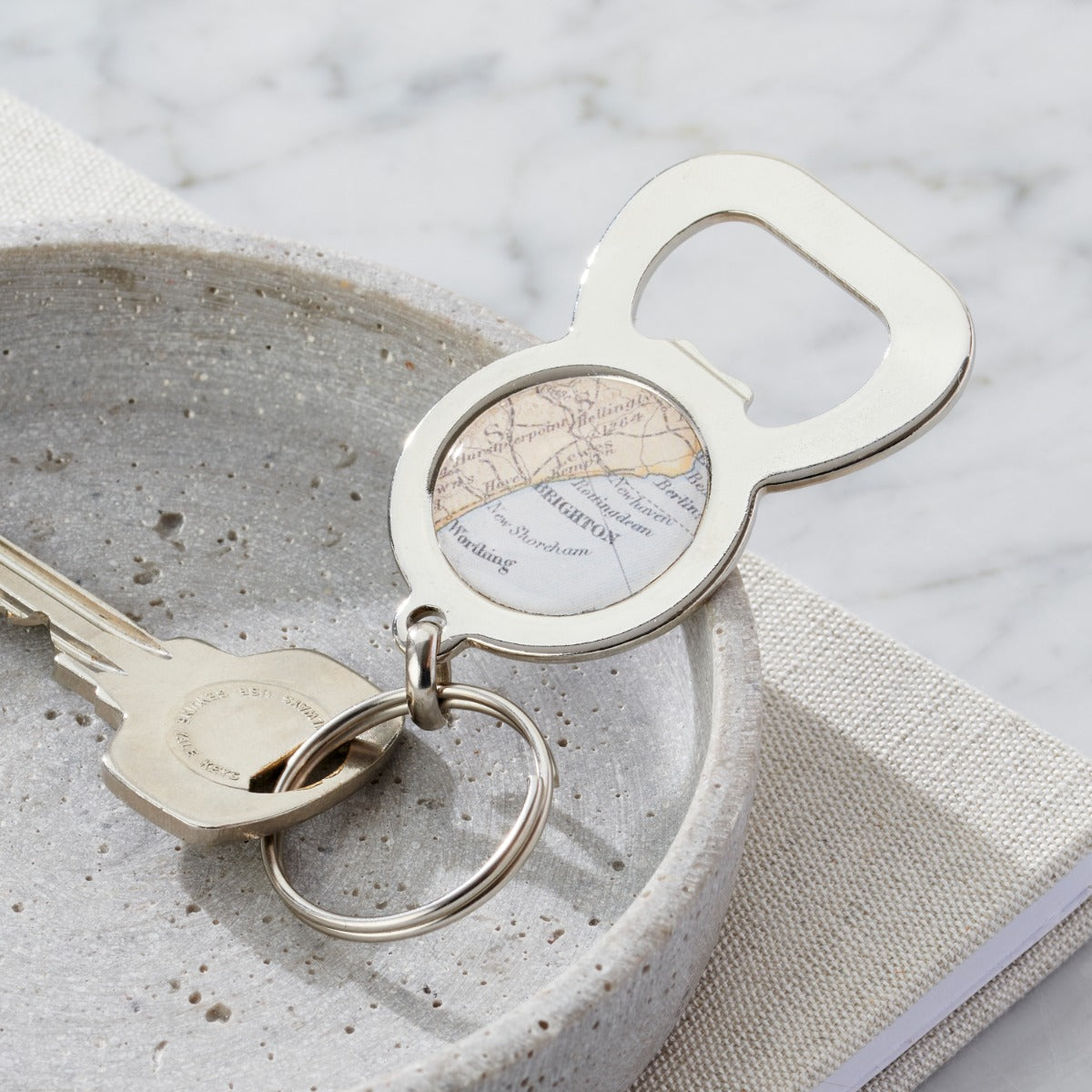 Personalised Vintage Map Bottle Opener Keyring