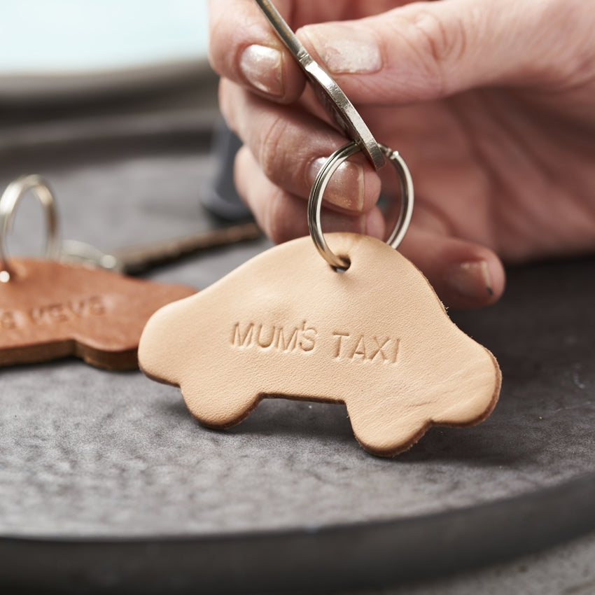 Personalised Leather New Car Keyring