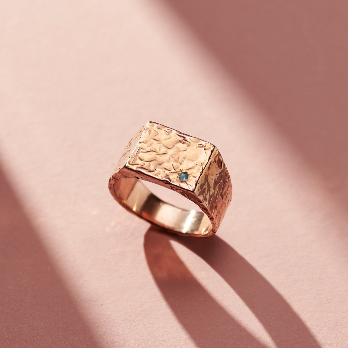 Chunky Textured Confetti Birthstone Signet Ring