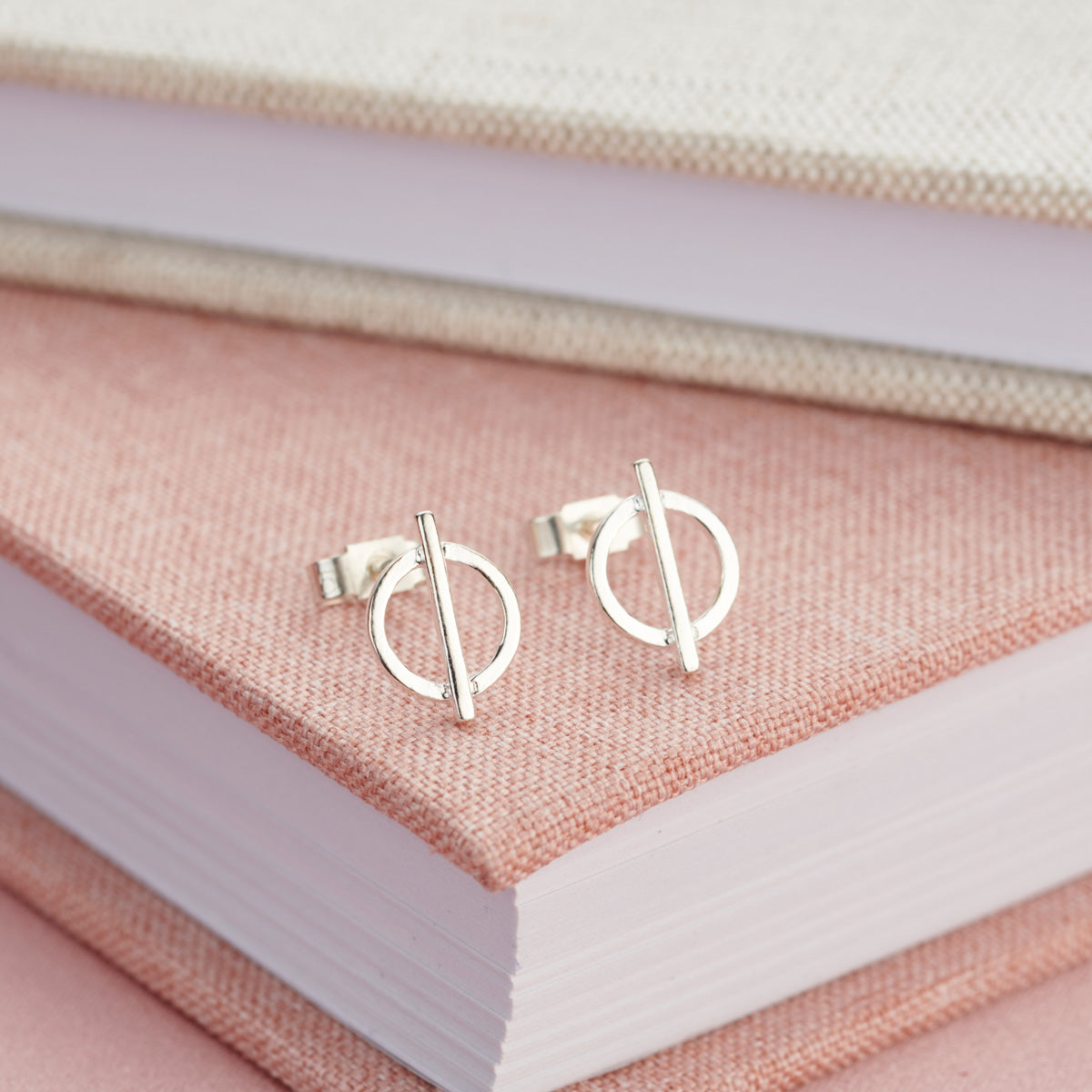 Circle Bar Stud Earrings