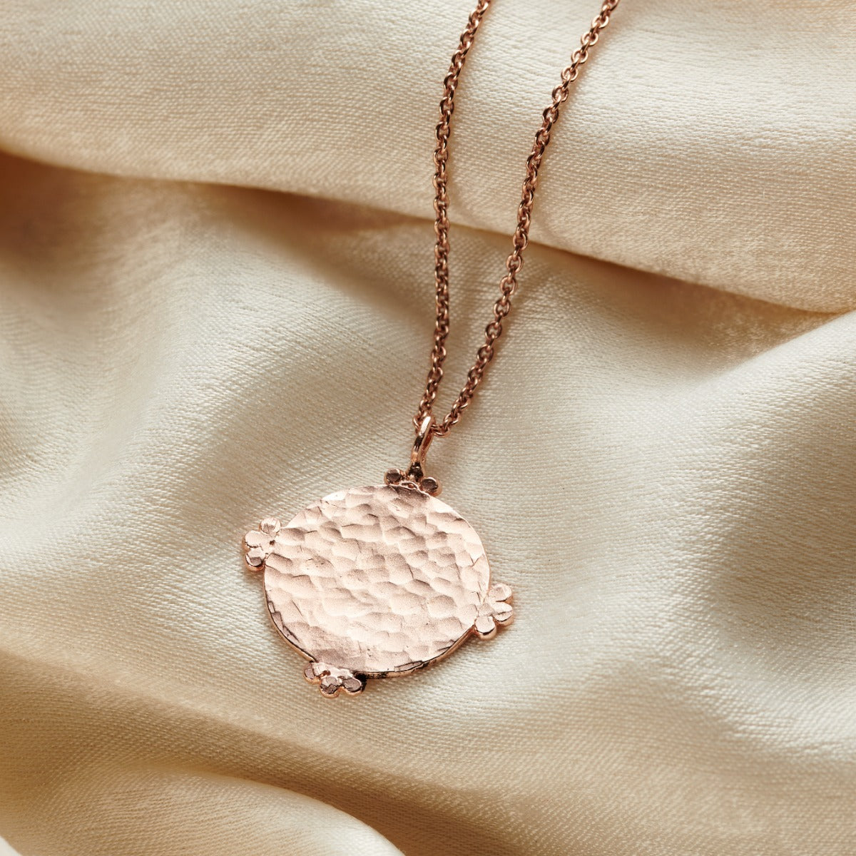 Personalised Cluster Crown Hammered Disc Necklace