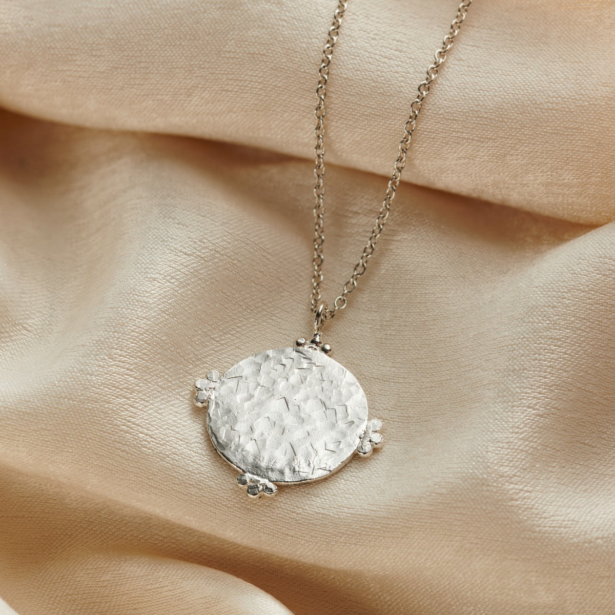 Personalised Cluster Crown Hammered Disc Necklace