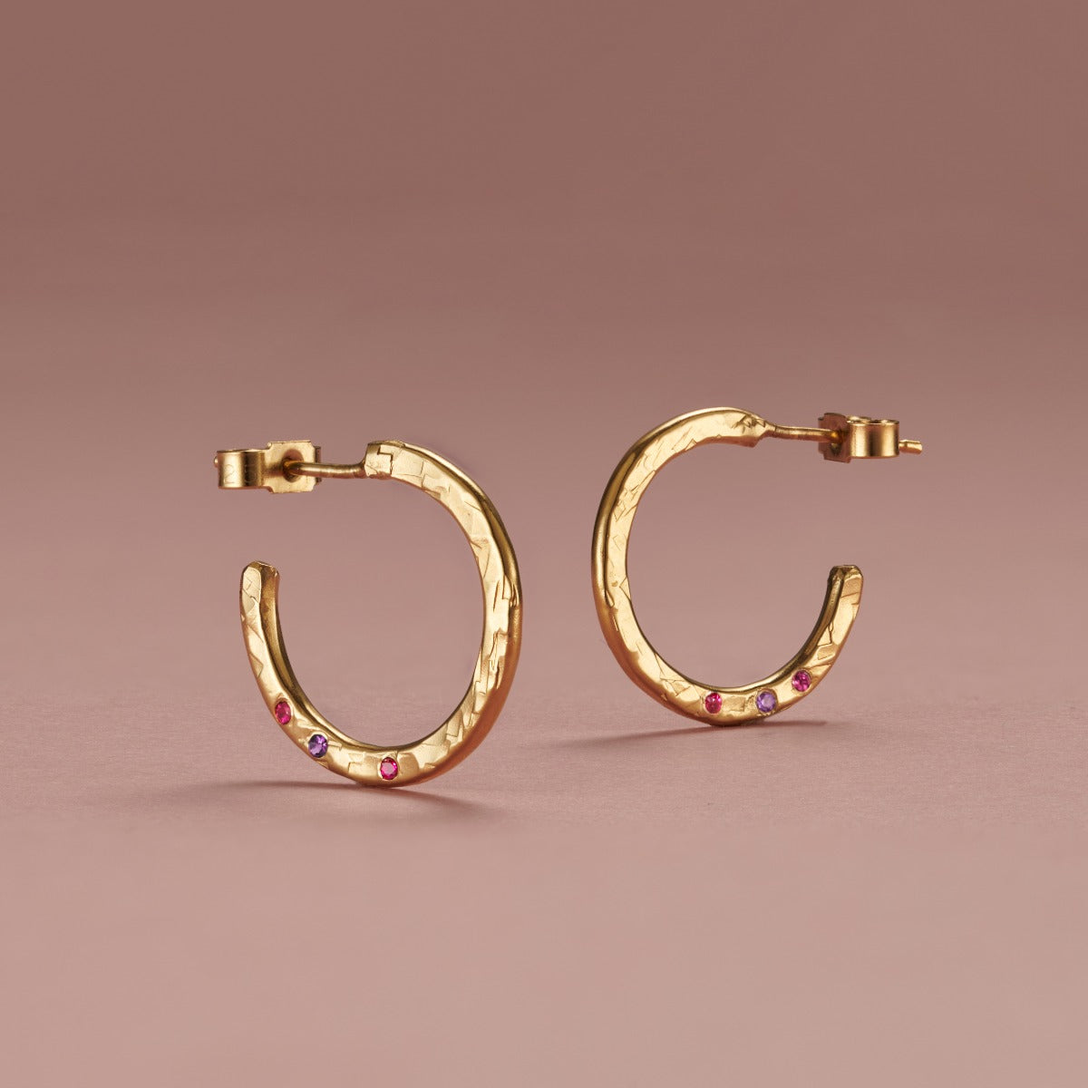 9ct Gold Confetti Birthstone Hoop Earrings