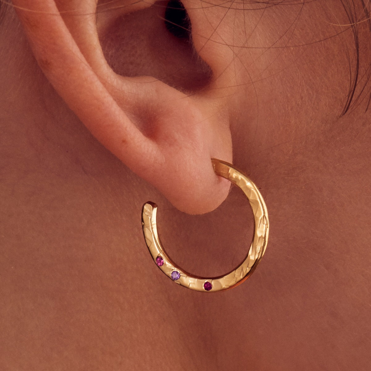 Textured Confetti Birthstone Hoop Earrings