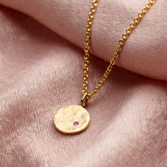 Mini Confetti Birthstone Disc necklace