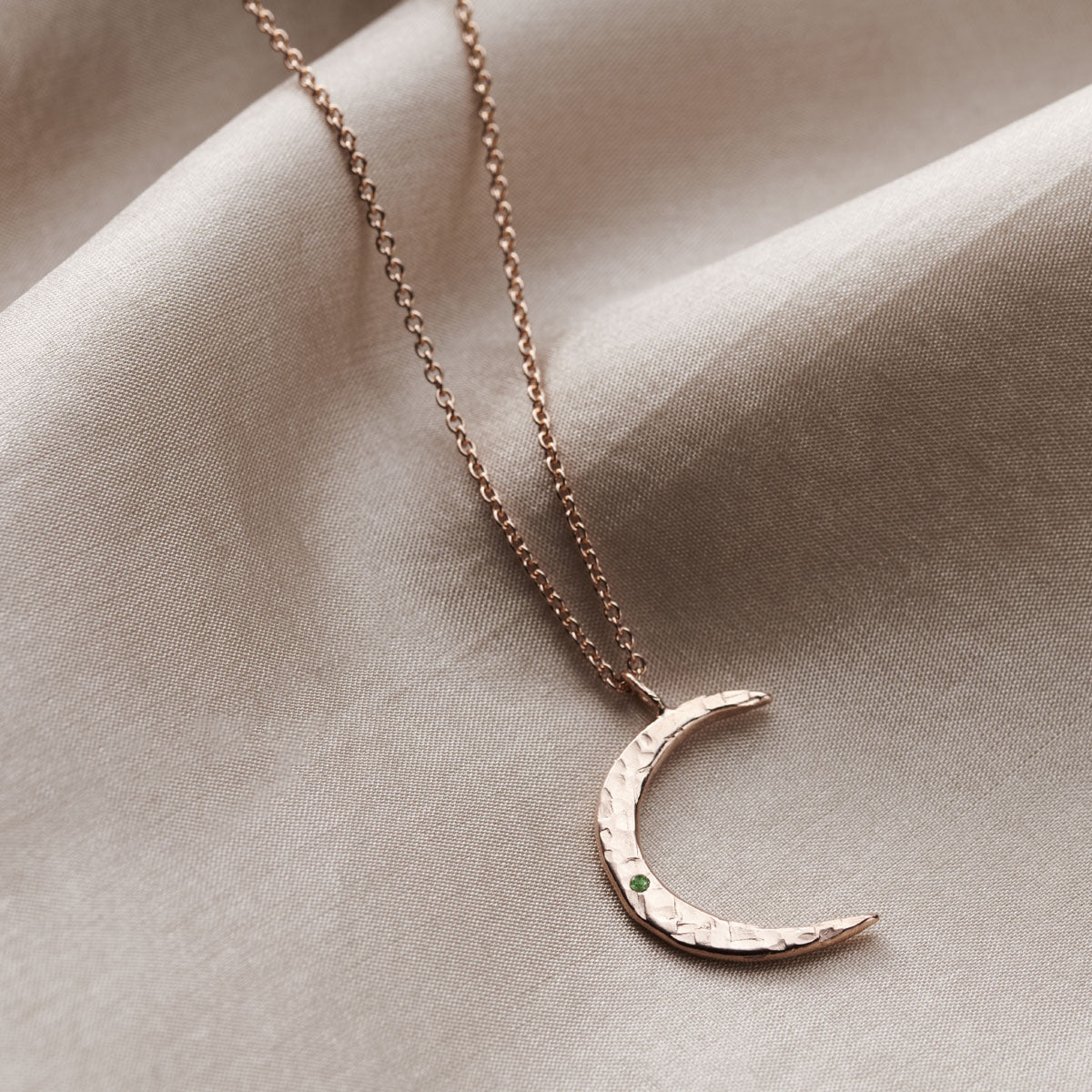 Textured Confetti Birthstone Crescent Moon Necklace