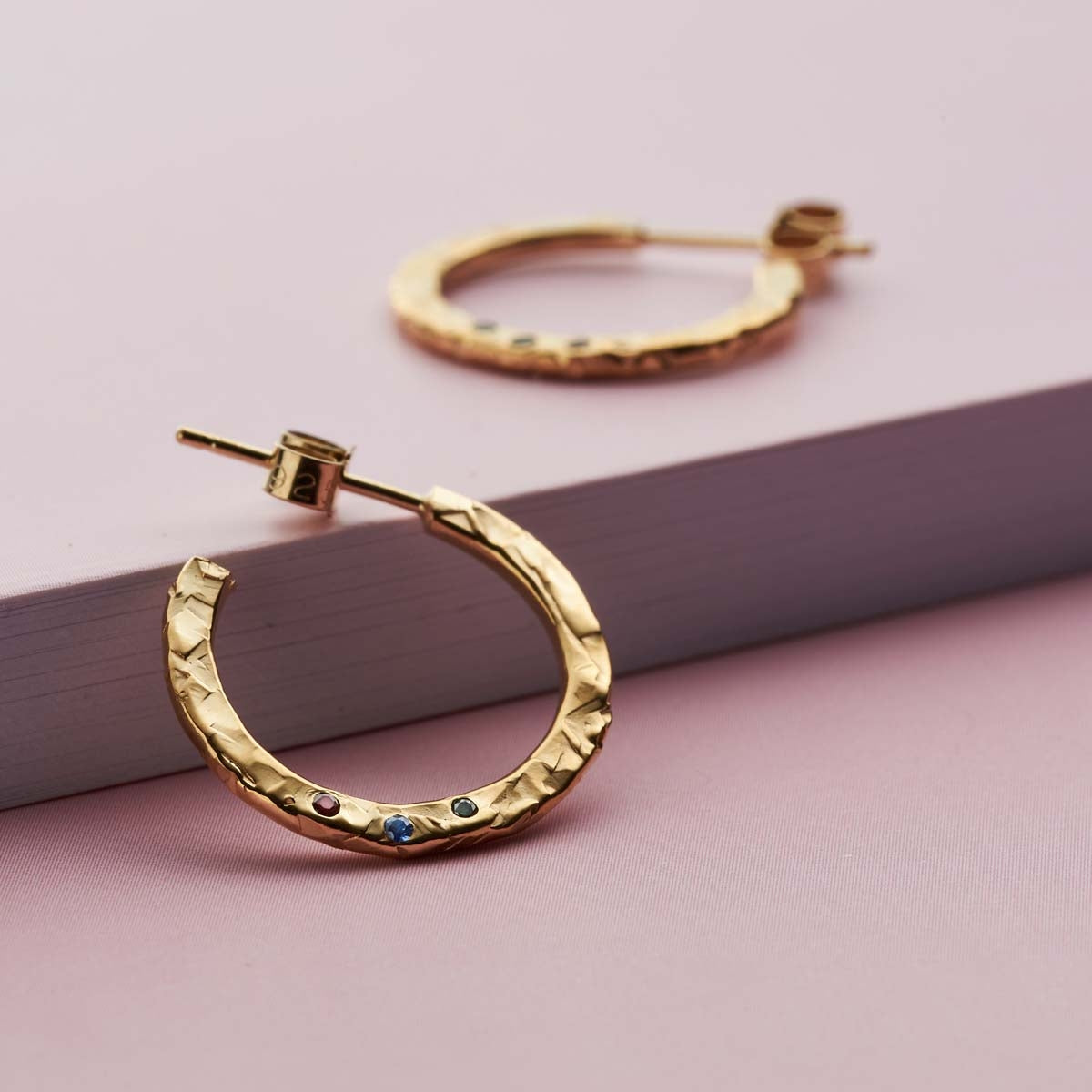 Textured Confetti Birthstone Hoop Earrings