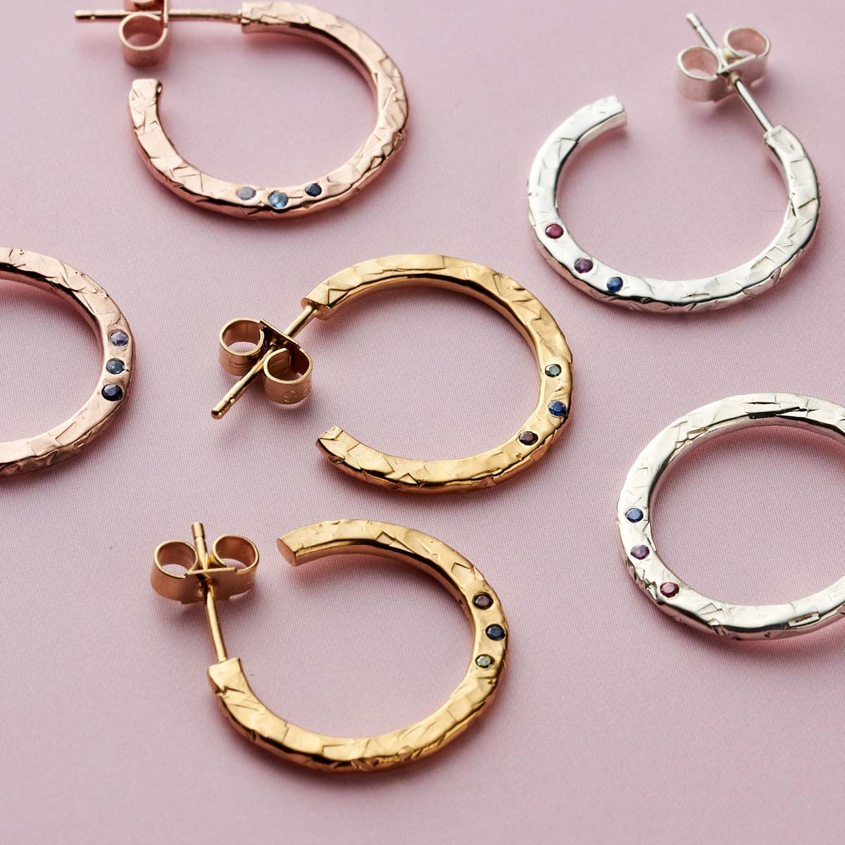 Textured Confetti Birthstone Hoop Earrings