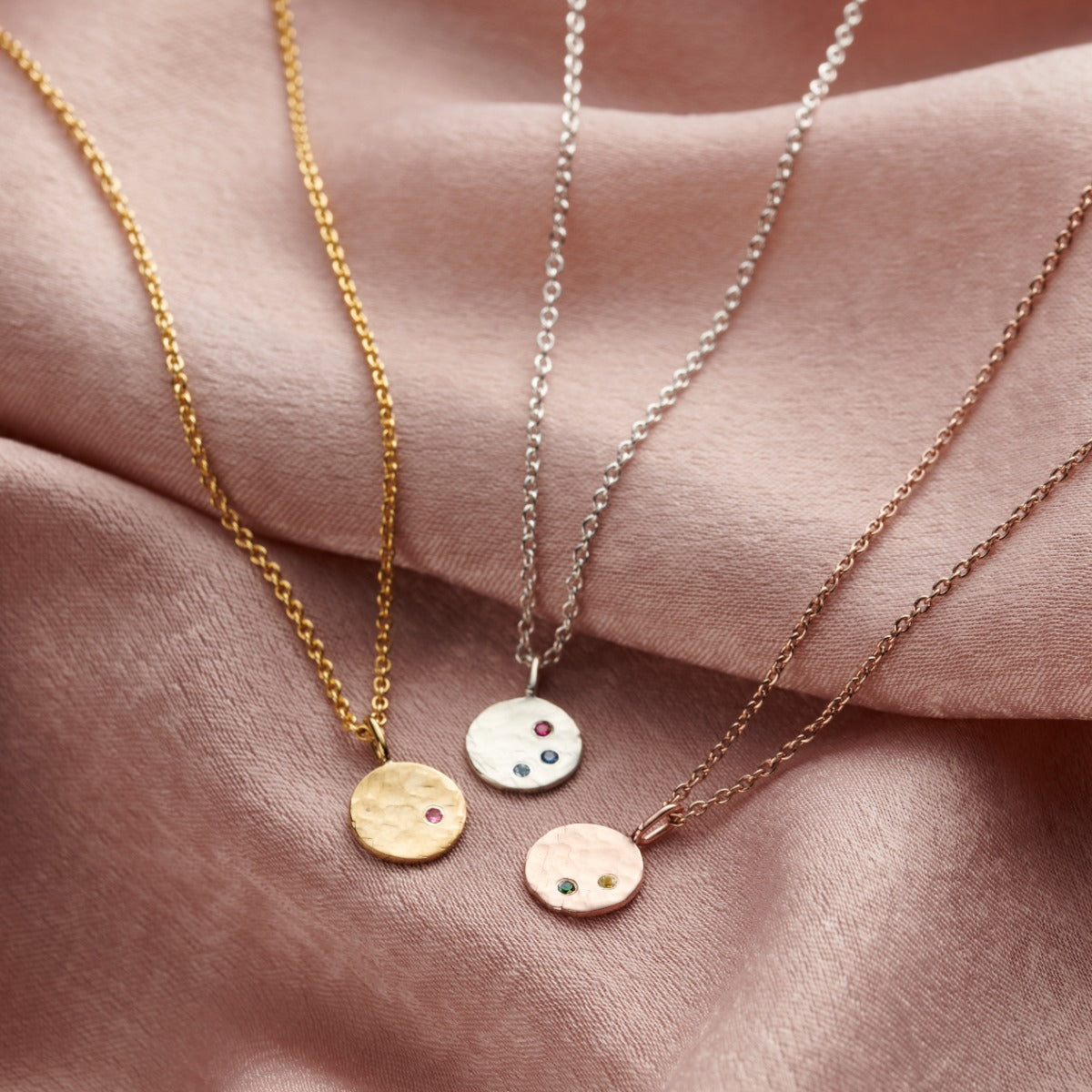 Mini Confetti Birthstone Disc necklace