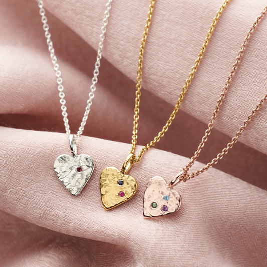 Confetti Birthstone Heart Charm Necklace