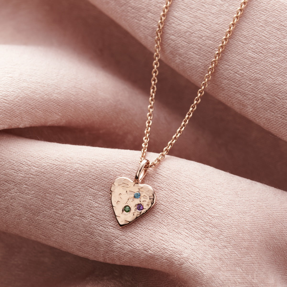 Confetti Birthstone Heart Charm Necklace