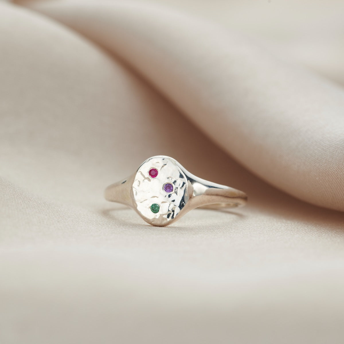 Confetti Birthstone Signet Ring