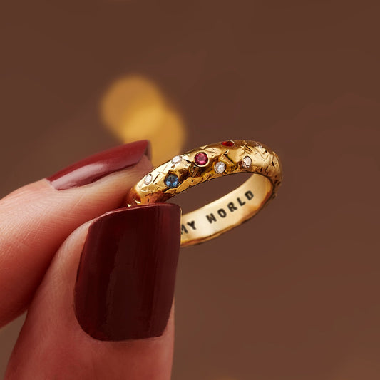 Personalised Diamond & Birthstone Confetti Ring