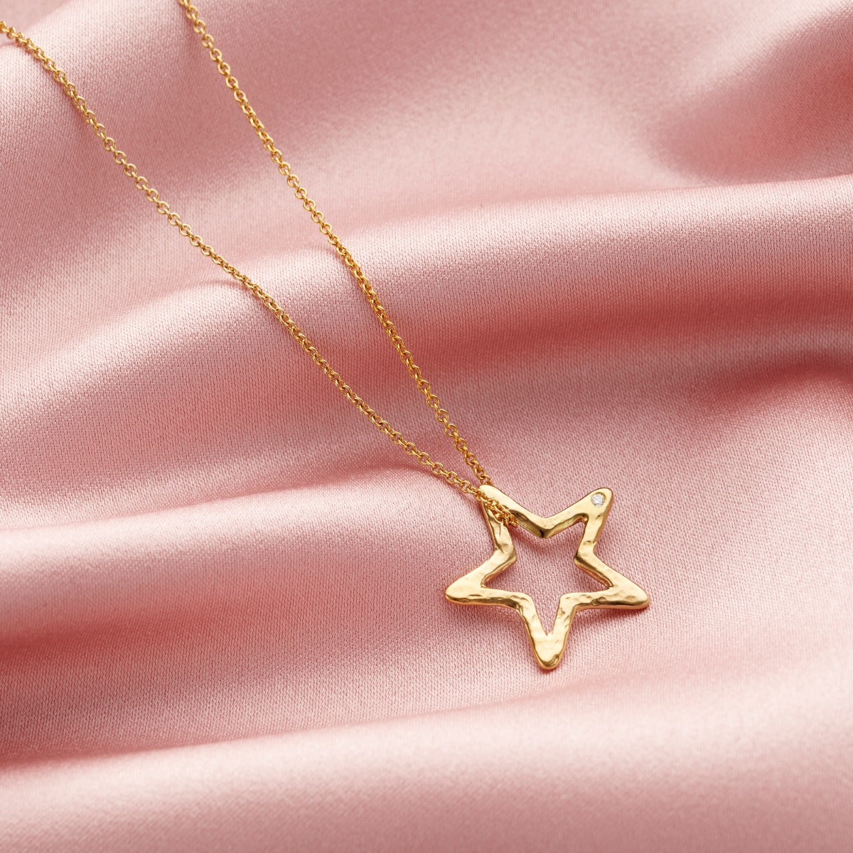 Personalised Open Star Birthstone Necklace