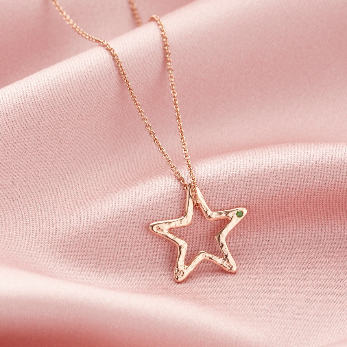 Personalised Open Star Birthstone Necklace