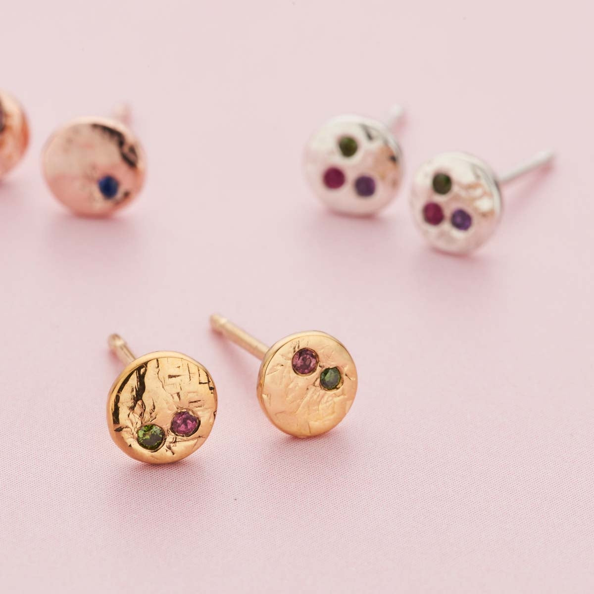 Textured Confetti Birthstone Stud Earrings