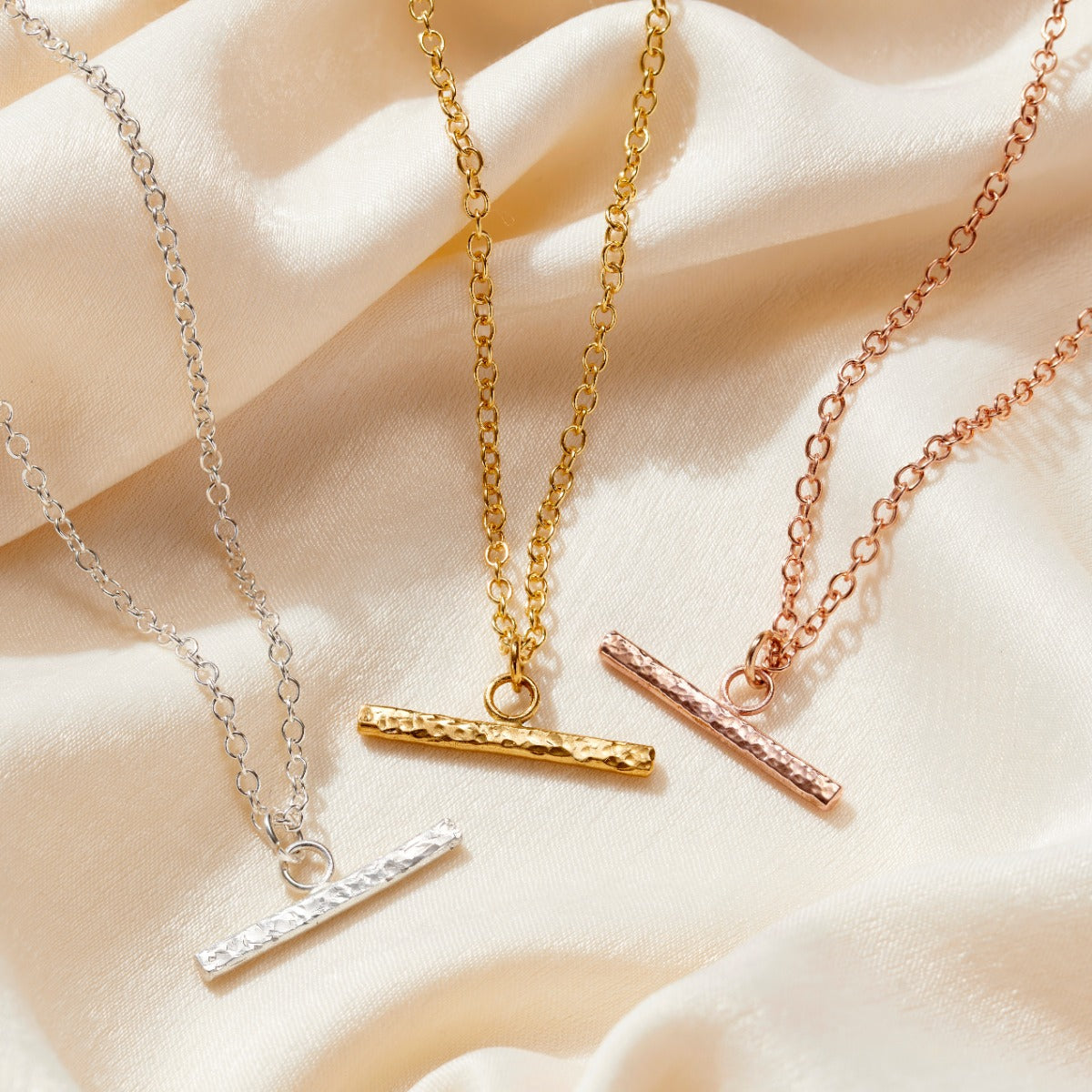 Personalised Textured T-Bar Necklace