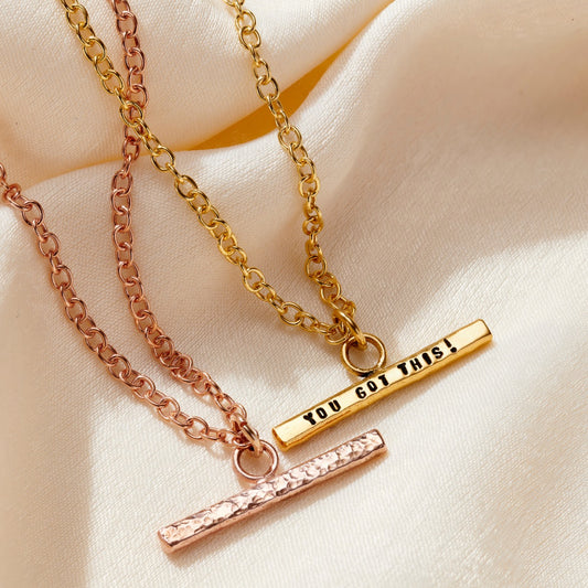 Personalised Textured T-Bar Necklace