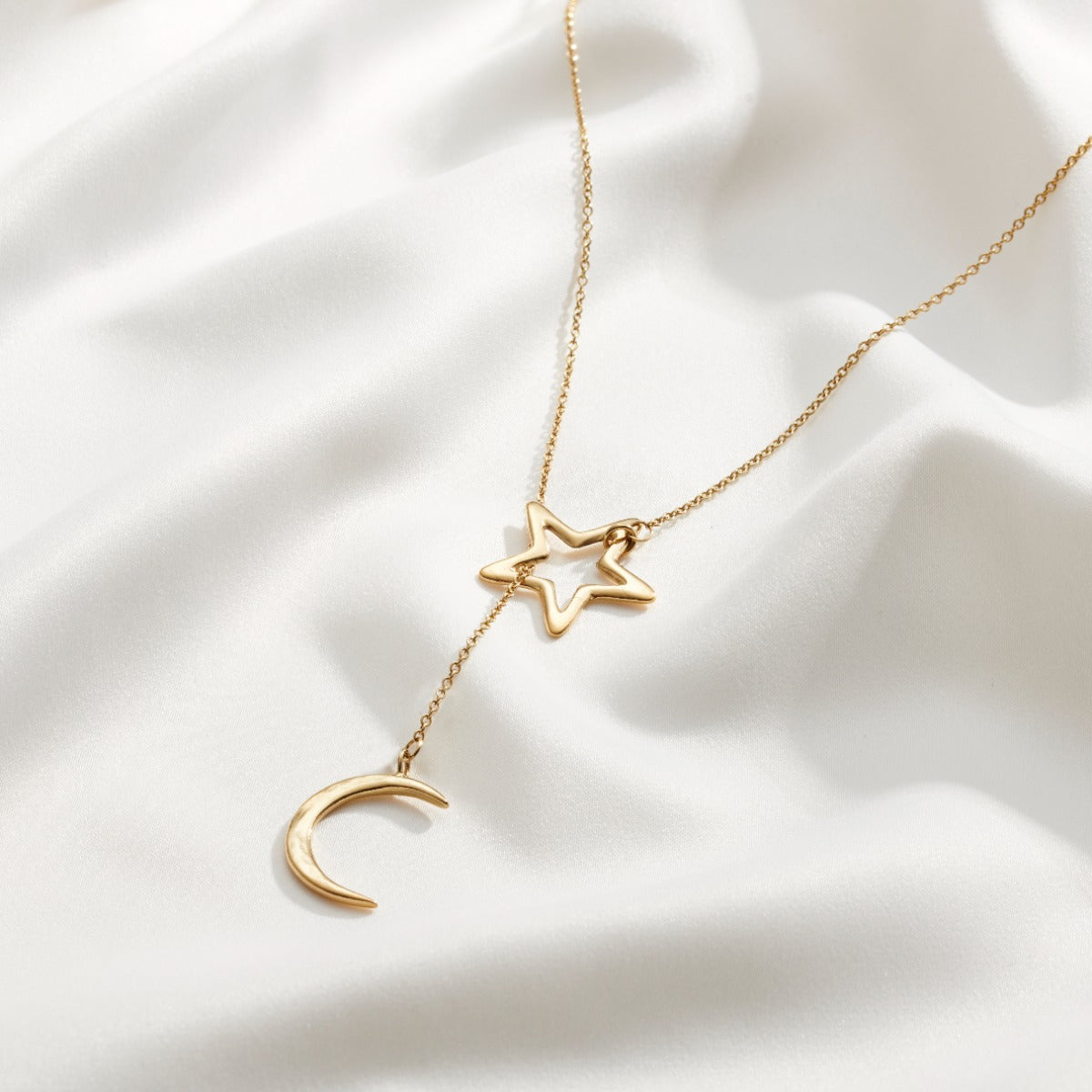 Personalised Moon & Star Lariat Necklace