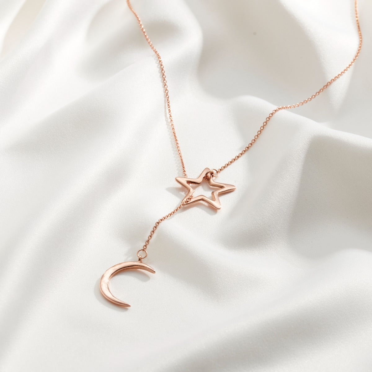 Personalised Moon & Star Lariat Necklace