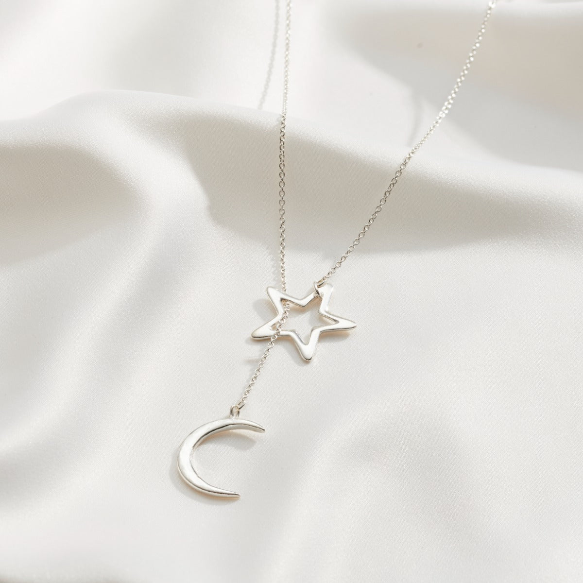 Personalised Moon & Star Lariat Necklace