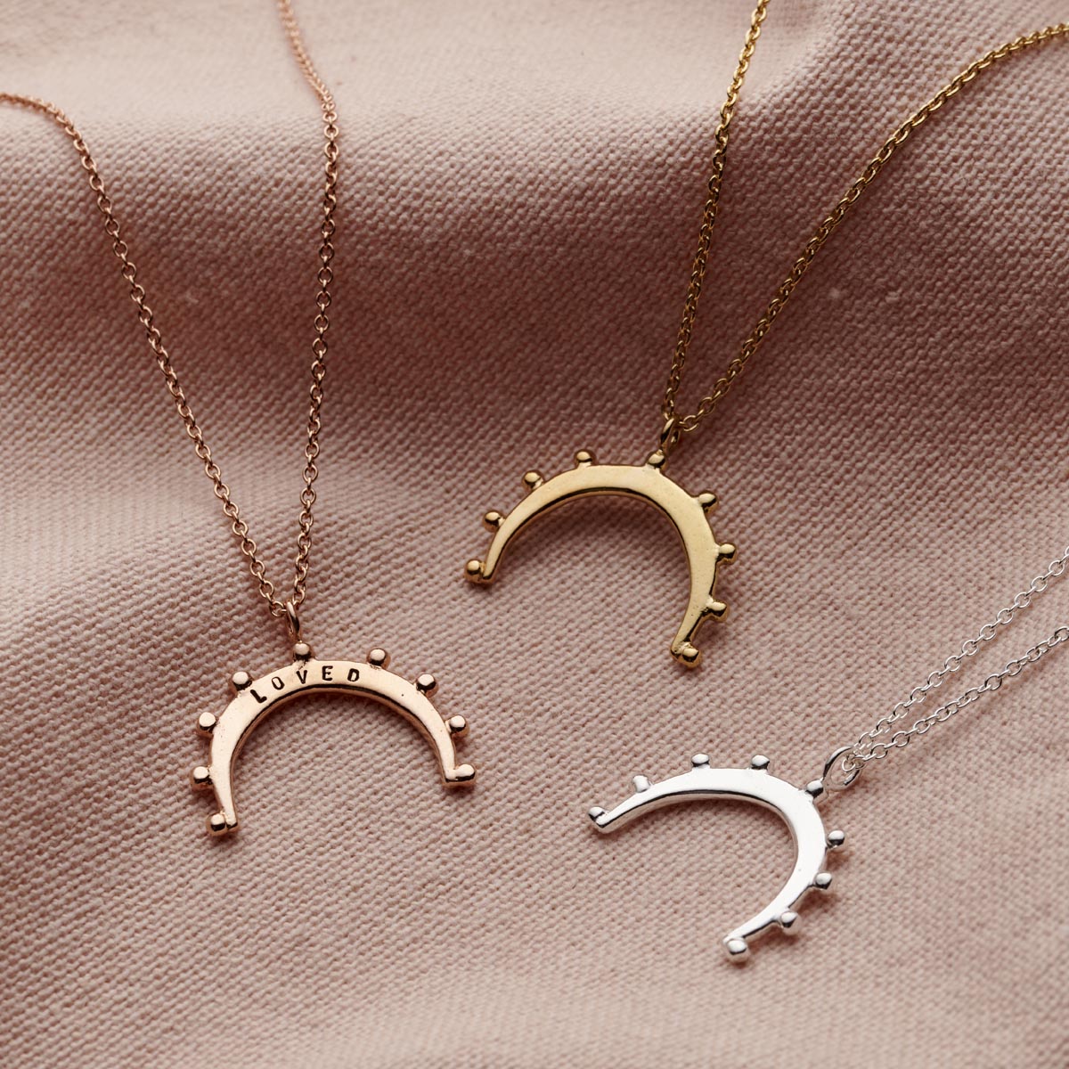 Personalised Crown Crescent Horn Necklace