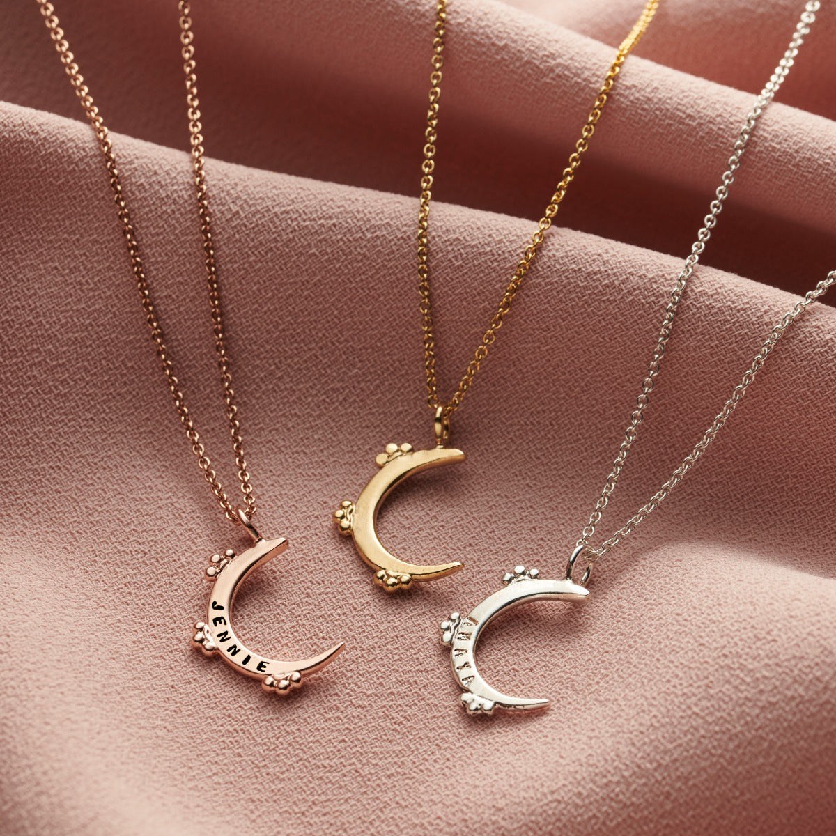 Personalised Crown Crescent Moon Necklace