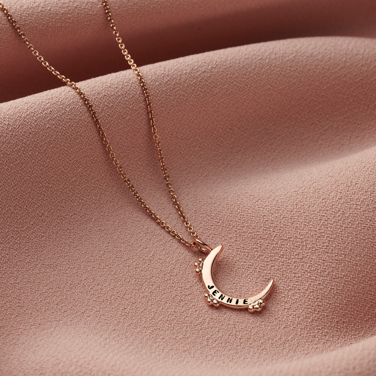 Personalised Crown Crescent Moon Necklace