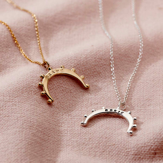 Personalised Crown Crescent Horn Necklace