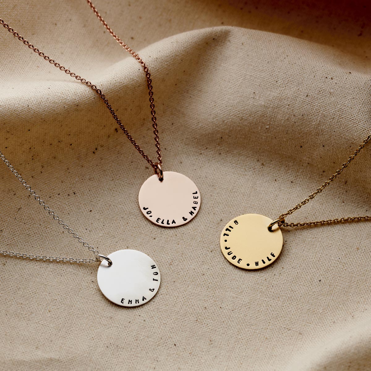 Personalised Curved Message Disc Necklace