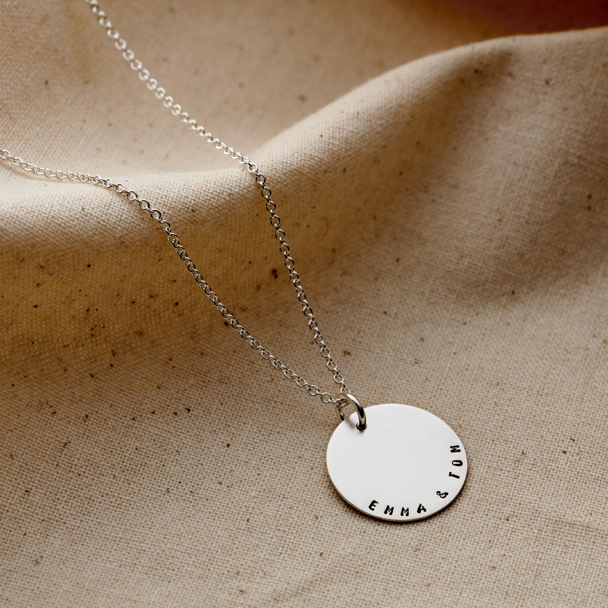 Personalised Curved Message Disc Necklace