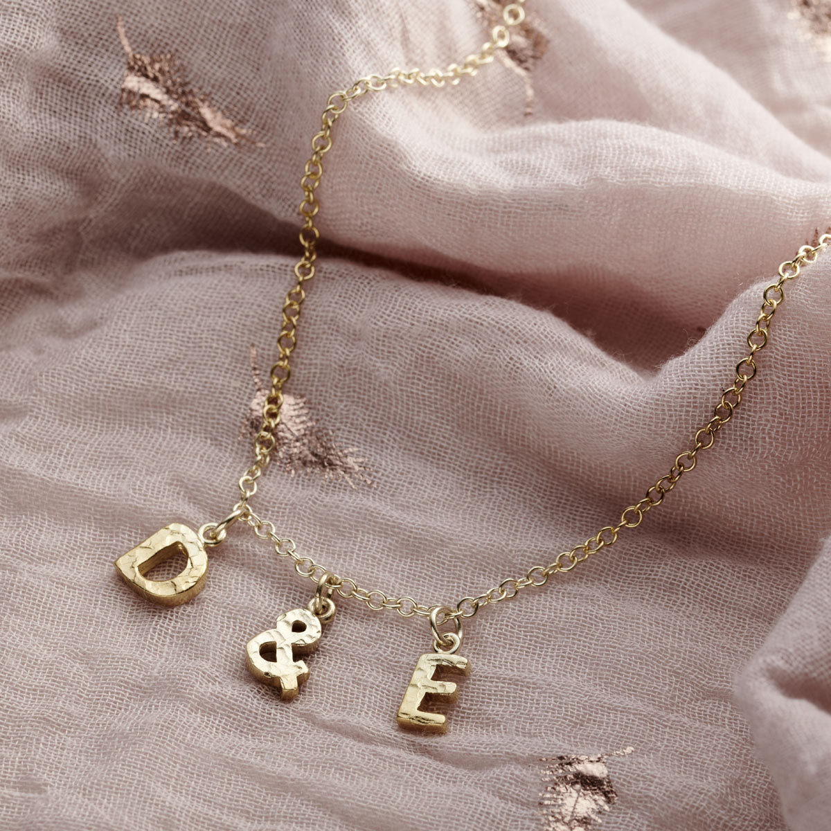 Textured Initial Letter Station Necklace