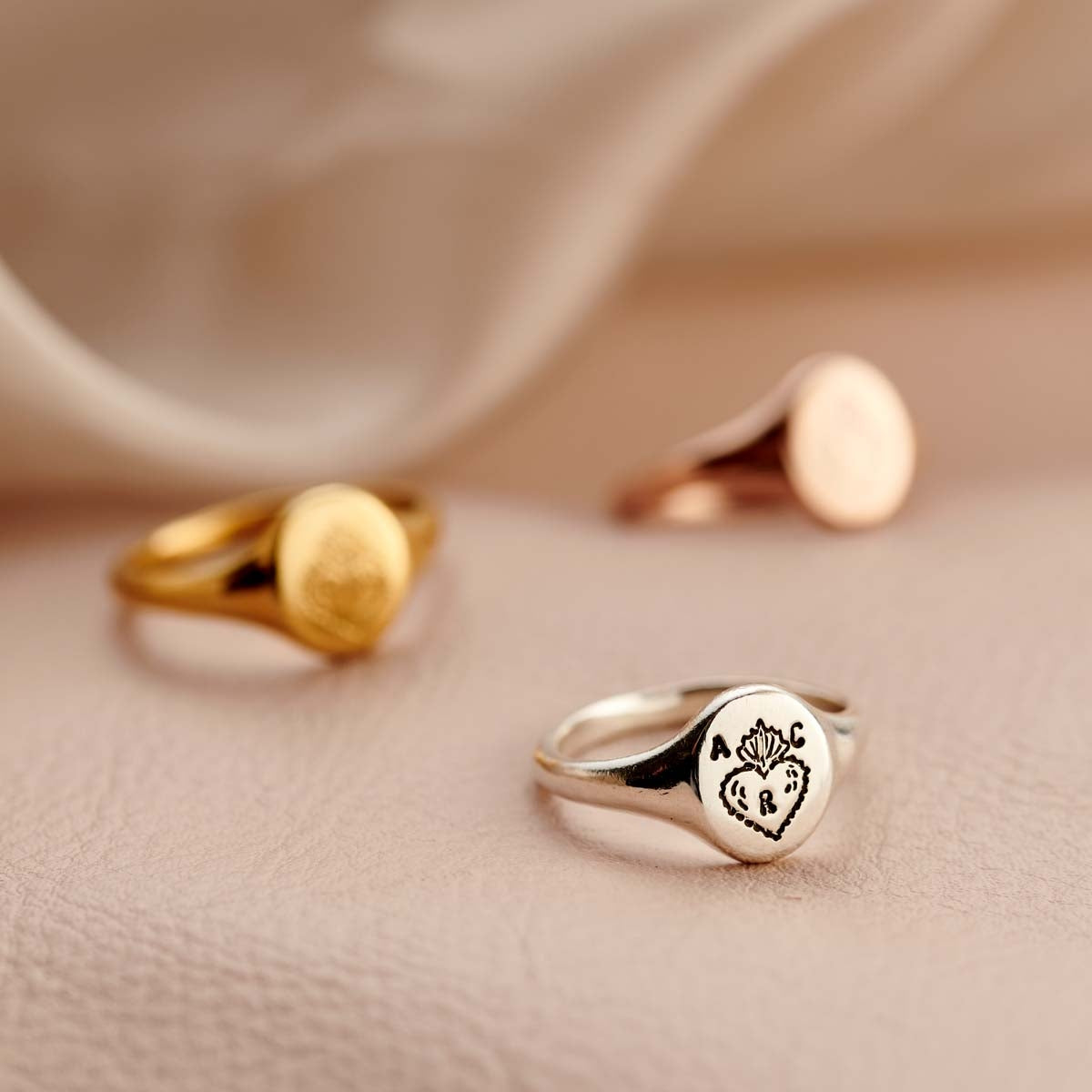 Personalised Sacred Heart Signet Ring