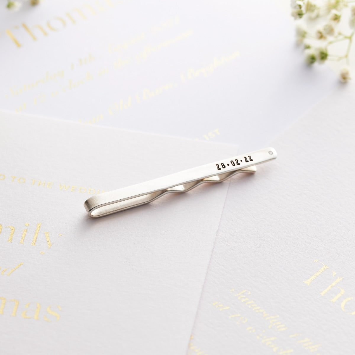 Personalised Wedding Diamond Tie Clip