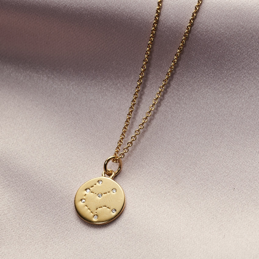 CZ Zodiac Disc Necklace