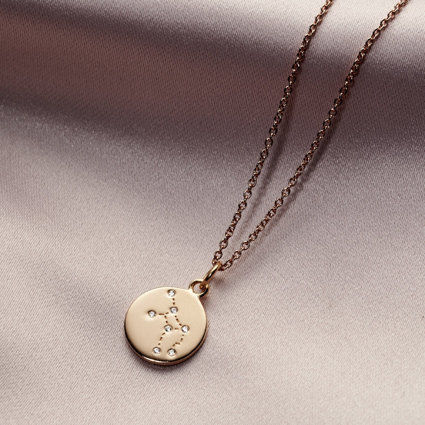 CZ Zodiac Disc Necklace