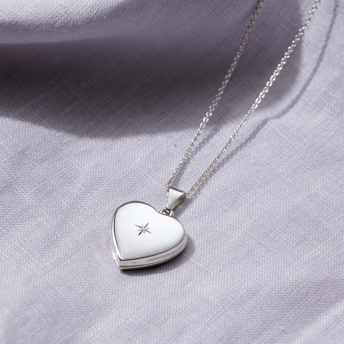 Heart Locket With Diamond Necklace