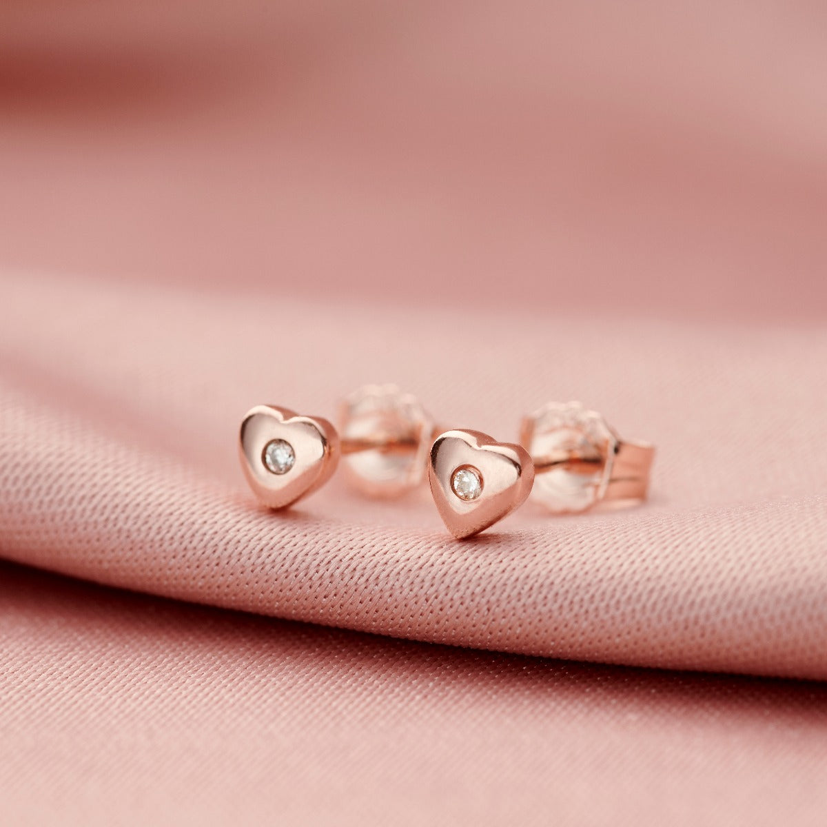 Diamond Heart Stud Earrings