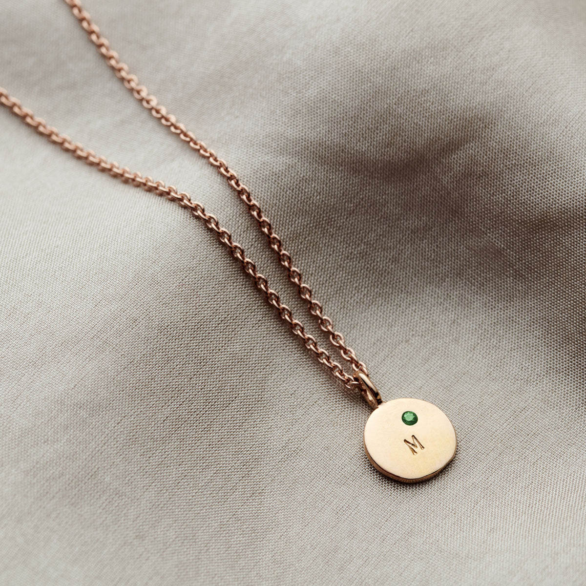 Personalised Mini Disc Initial Birthstone Necklace